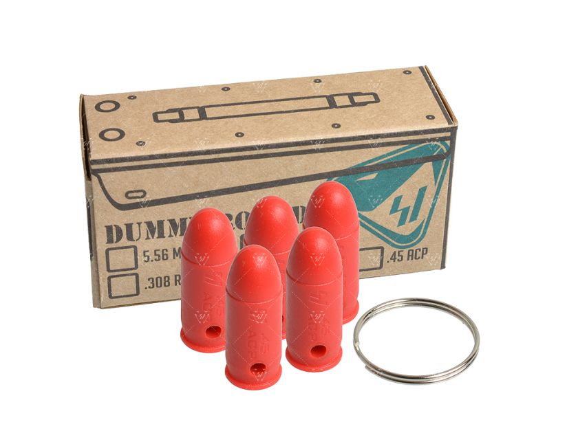 FREE 45 ACP Keyring 45 ACP Snap Caps Round Lead Nose Dummy Training  Rounds 
