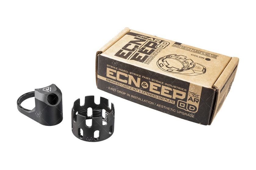 Rifle Parts Strike Industries Enhanced Castle Nut BLACK & Extended End