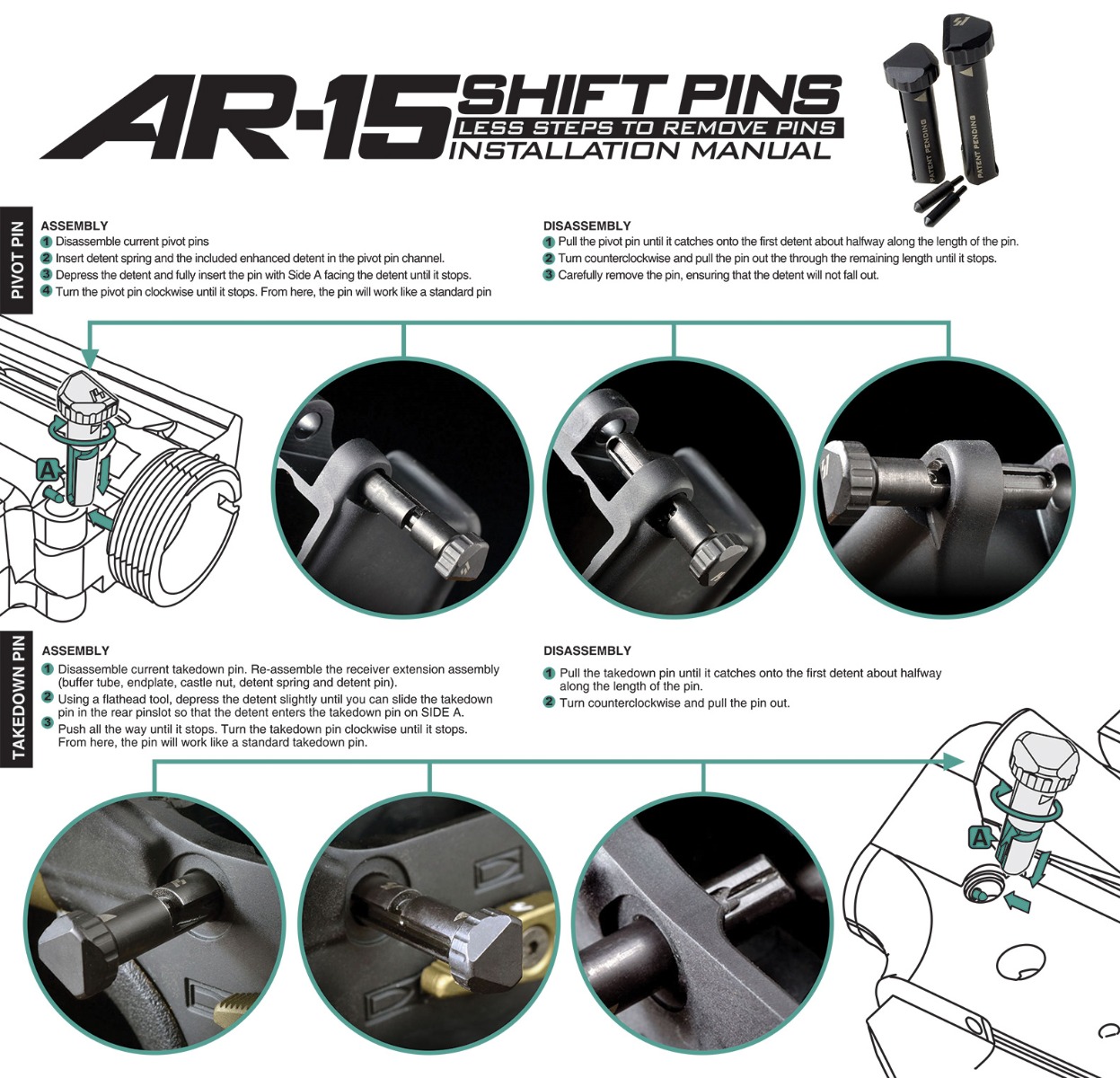 Strike Industries Shift Pins Quick-Install Takedown Pivot AR10/LR-308 BLK-img-3